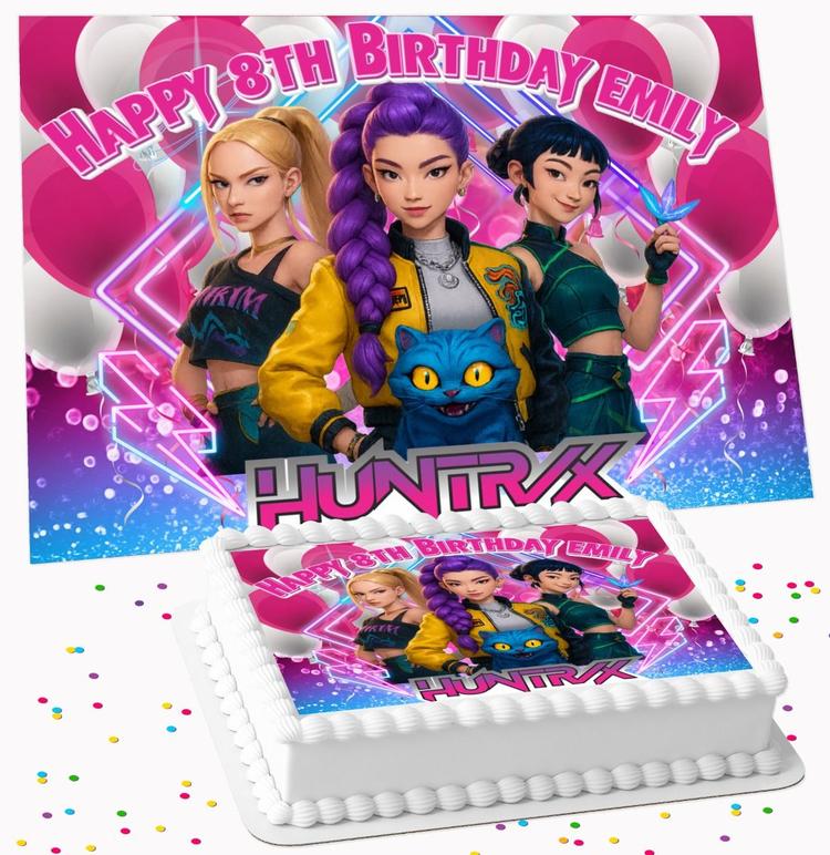 K-POP DEMON HUNTERS BIRTHDAY PERSONALISED ICING EDIBLE COSTCO / A4 RECTANGLE / 7.5 INCH SQUARE CAKE TOPPER GC-491 K-POP DEMON HUNTERS BIRTHDAY PERSONALISED ICING EDIBLE COSTCO / A4 RECTANGLE / 7.5 INCH SQUARE CAKE TOPPER GC-491