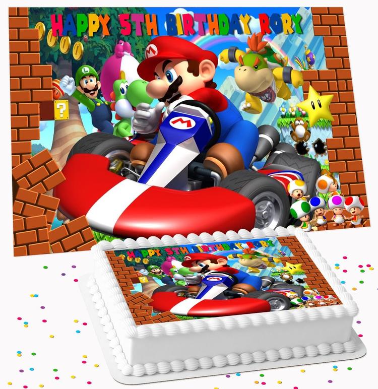 SUPER MARIO BIRTHDAY PERSONALISED ICING EDIBLE COSTCO / A4 RECTANGLE / 7.5 INCH SQUARE CAKE TOPPER GC-483 SUPER MARIO BIRTHDAY PERSONALISED ICING EDIBLE COSTCO / A4 RECTANGLE / 7.5 INCH SQUARE CAKE TOPPER GC-483