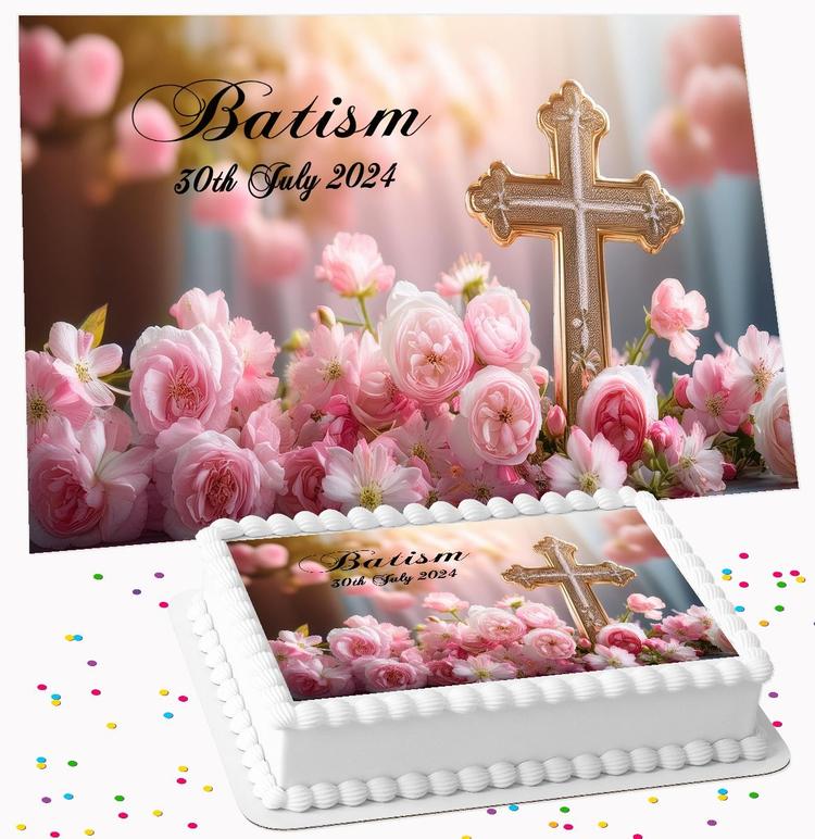 BAPTISM PERSONALISED ICING EDIBLE COSTCO / A4 RECTANGLE / 7.5 INCH SQUARE CAKE TOPPER GC-94 BAPTISM PERSONALISED ICING EDIBLE COSTCO / A4 RECTANGLE / 7.5 INCH SQUARE CAKE TOPPER GC-94