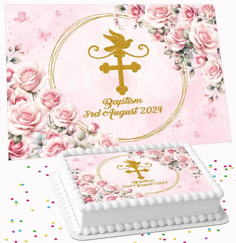 BAPTISM PERSONALISED ICING EDIBLE COSTCO / A4 RECTANGLE / 7.5 INCH SQUARE CAKE TOPPER GC-93 BAPTISM PERSONALISED ICING EDIBLE COSTCO / A4 RECTANGLE / 7.5 INCH SQUARE CAKE TOPPER GC-93