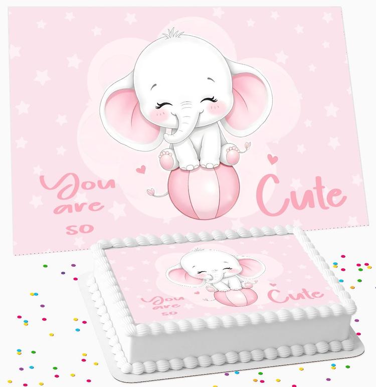 CUT BABY ELEPHANT ICING EDIBLE COSTCO / A4 RECTANGLE / 7.5 INCH SQUARE CAKE TOPPER GC-76 CUT BABY ELEPHANT ICING EDIBLE COSTCO / A4 RECTANGLE / 7.5 INCH SQUARE CAKE TOPPER GC-76