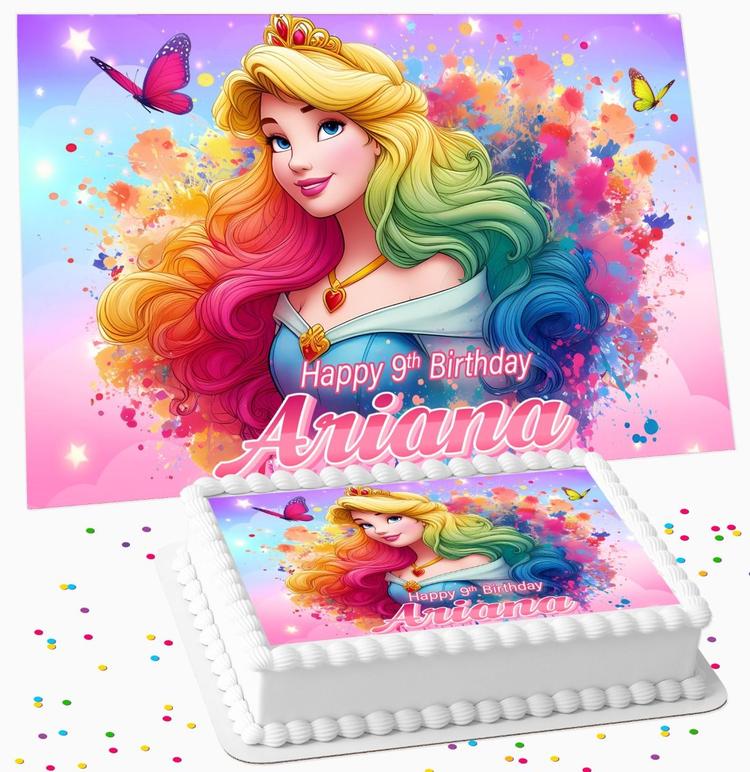 SLEEPING BEAUTY BIRTHDAY PERSONALISED ICING EDIBLE COSTCO / A4 RECTANGLE / 7.5 INCH SQUARE CAKE TOPPER GC-201 SLEEPING BEAUTY BIRTHDAY PERSONALISED ICING EDIBLE COSTCO / A4 RECTANGLE / 7.5 INCH SQUARE CAKE TOPPER GC-201