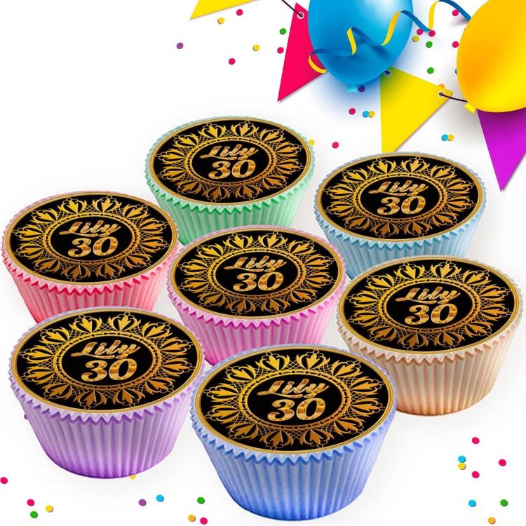HAPPY BIRTHDAY PERSONALISED EDIBLE CUPCAKE TOPPERS CAKE DECORATIONS E-0414 HAPPY BIRTHDAY PERSONALISED EDIBLE CUPCAKE TOPPERS CAKE DECORATIONS E-0414
