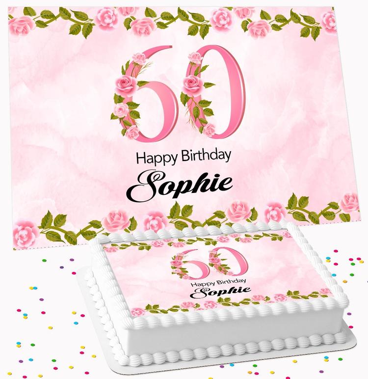 PINK FLOWERS PERSONALISED ICING EDIBLE COSTCO / A4 RECTANGLE / 7.5 INCH SQUARE CAKE TOPPER GC-92 PINK FLOWERS PERSONALISED ICING EDIBLE COSTCO / A4 RECTANGLE / 7.5 INCH SQUARE CAKE TOPPER GC-92