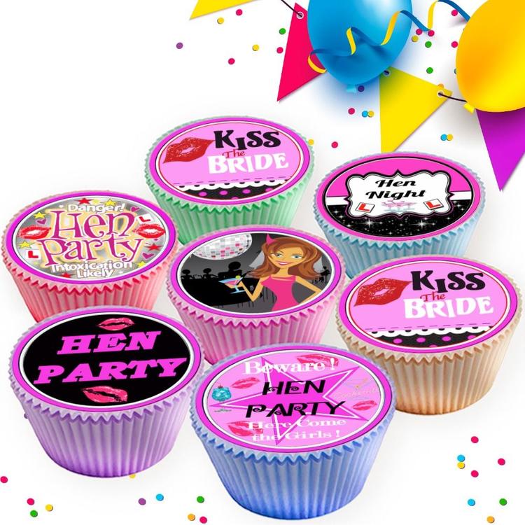 MIXED HEN NIGHT EDIBLE CUPCAKE TOPPERS DECORATIONS 8427 MIXED HEN NIGHT EDIBLE CUPCAKE TOPPERS DECORATIONS 8427