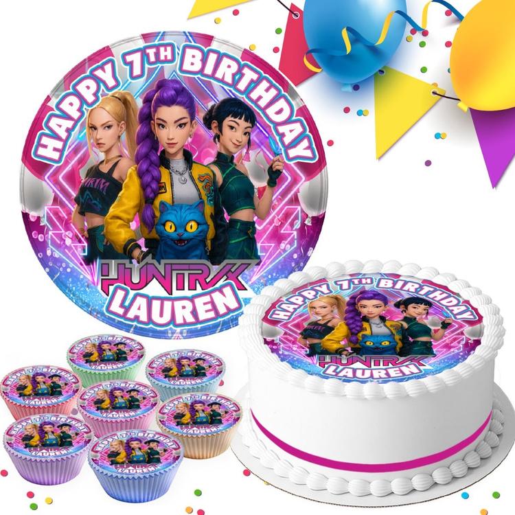 K-POP DEMON HUNTERS BIRTHDAY PARTY PERSONALISED EDIBLE CUPCAKE TOPPER PK-459 K-POP DEMON HUNTERS BIRTHDAY PARTY PERSONALISED EDIBLE CUPCAKE TOPPER PK-459