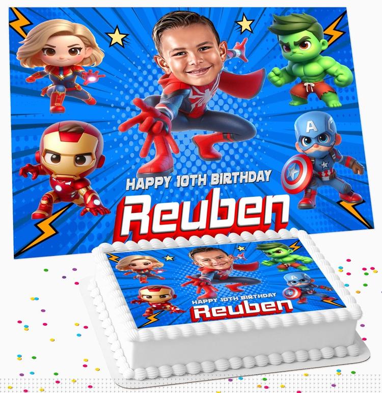 COMIC SUPERHERO BIRTHDAY PERSONALISED ICING EDIBLE COSTCO / A4 RECTANGLE / 7.5 INCH SQUARE CAKE TOPPER GC-471 COMIC SUPERHERO BIRTHDAY PERSONALISED ICING EDIBLE COSTCO / A4 RECTANGLE / 7.5 INCH SQUARE CAKE TOPPER GC-471
